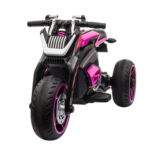 12V Kids Electric Motorbike with Horns and LED Lights, Gift for Kids 3-8 Years, Rosy