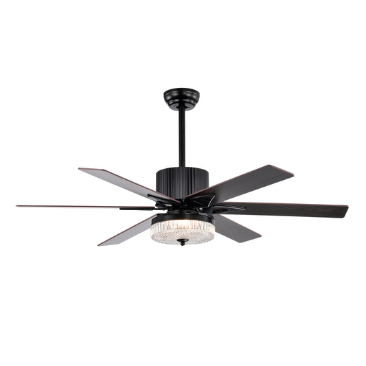 52 Inch Modern LED Ceiling Fan with Remote Control and Reversible Blades - Matte Black