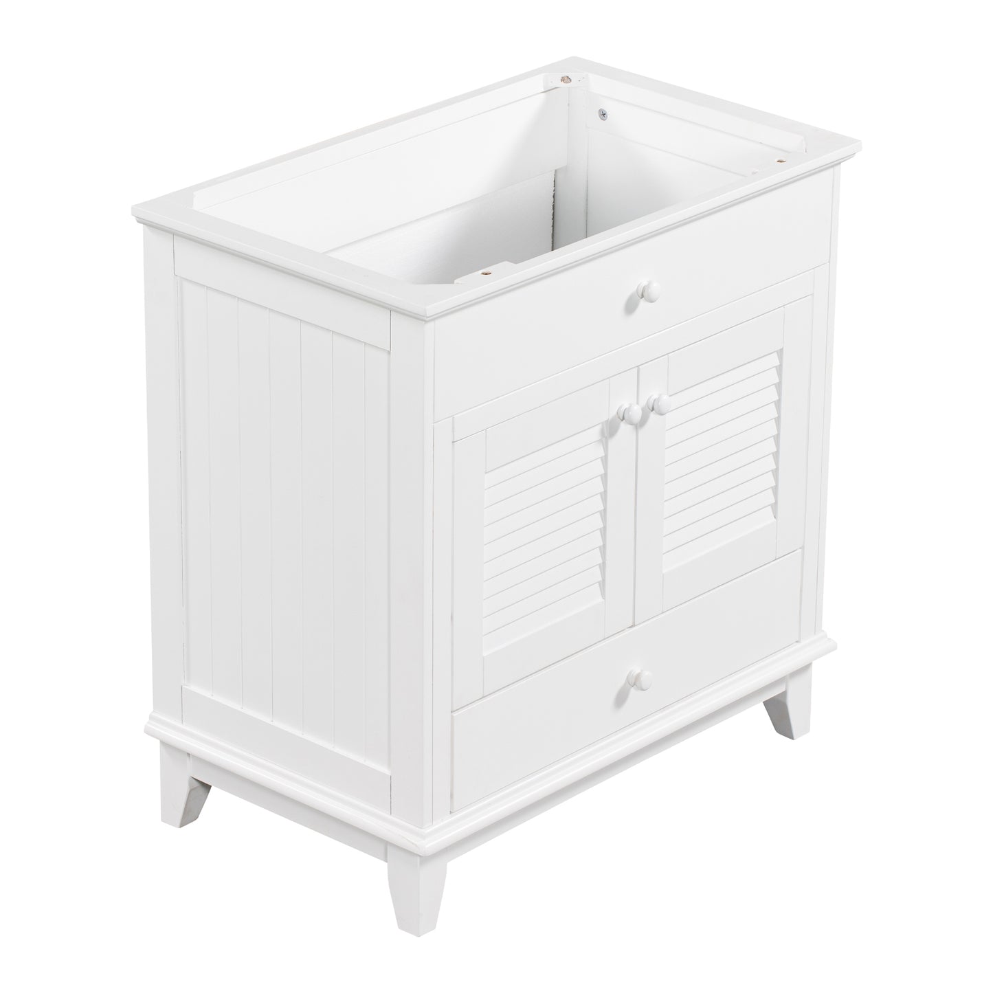 30" Bathroom Vanity Base without Sink, Bathroom Cabinet with Two Doors and One Drawer, White