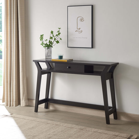 Red Cocoa Console Table with Drawer and Shelves