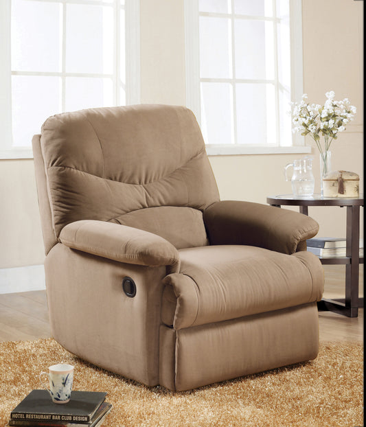 ArcadiaGlider Recliner in Light Brown Microfiber