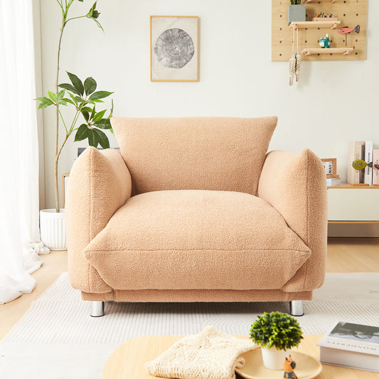 Arm Chair, soft as bread with 4 metal feet (Brown)