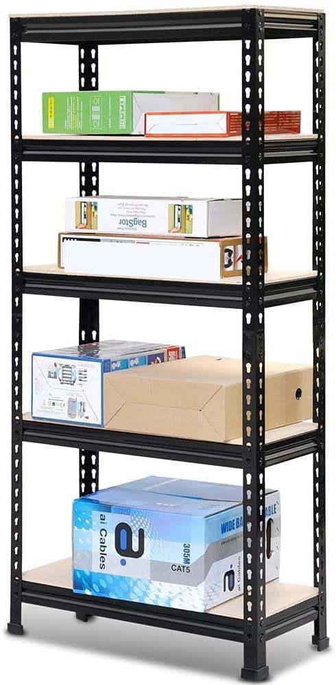 Storage Shelving Unit, 5-Tier Adjustable, Metal Organizer Utility Rack, 27.6"W x 11.8"D x 59" Black