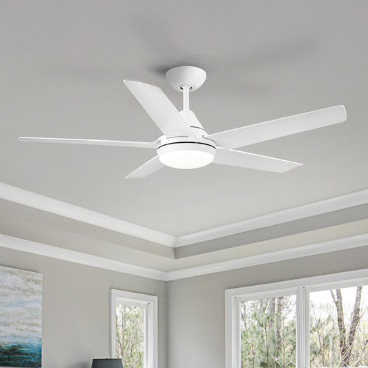 Energy Efficient 48-Inch Integrated LED Ceiling Fan with White ABS Blades