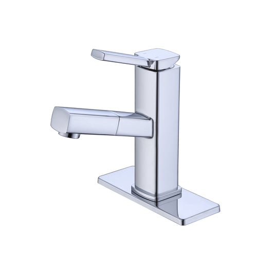 Sink Faucet with Pull Out Spout for Hot and Cold Water, Single Handle Basin Mixer Tap