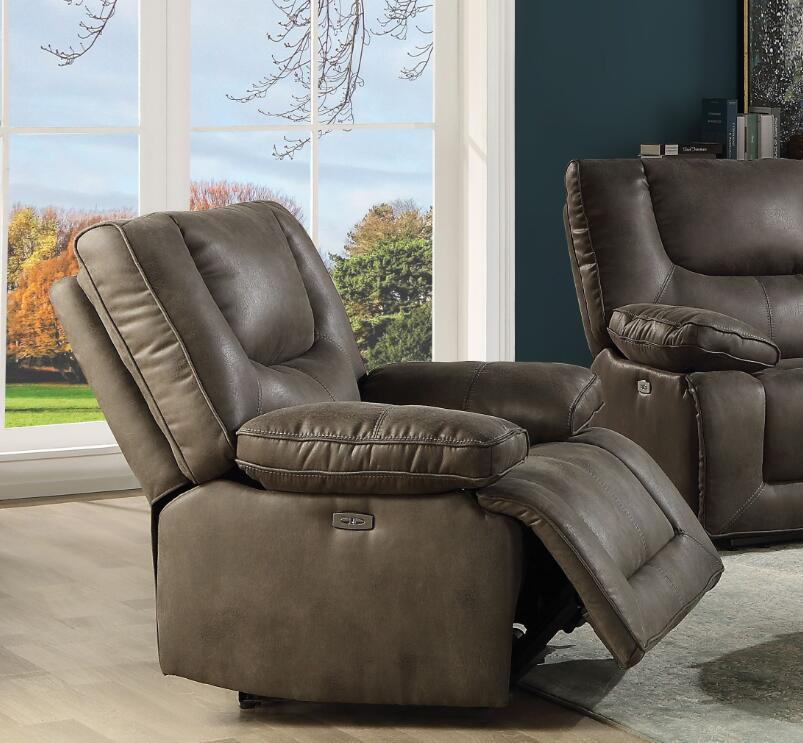 Harumi Power Motion Recliner in Gray Leather-Aire