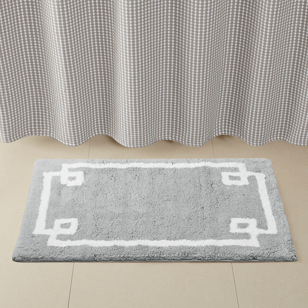 Cotton Tufted Bath Rug with White Trim - 20x30