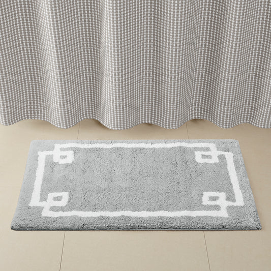 Cotton Tufted Bath Rug with White Trim - 20x30