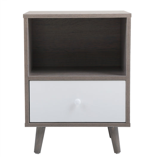 Set of 2 Low foot bedside table with drawer storage compartment - gray