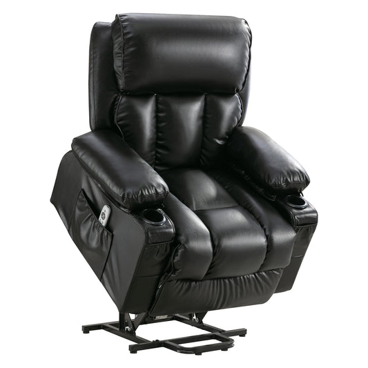 Comfort Plus Elderly Power Lift Recliner Chair with Heat, Massage, and Infinite Position - Black