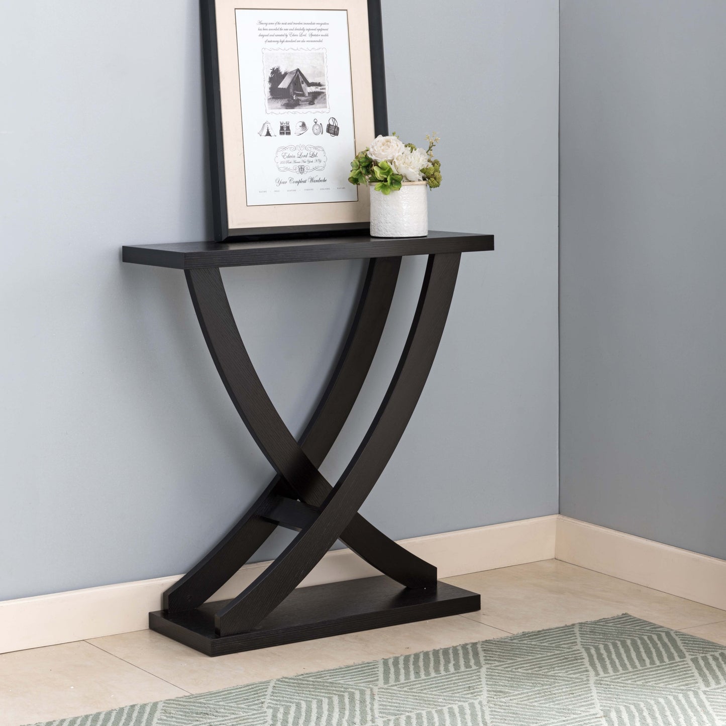 Curved Leg Red Cocoa Console Table for Hallway and Entryway