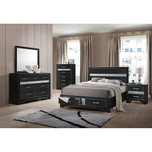 Naima Queen Bed in Black 25900Q