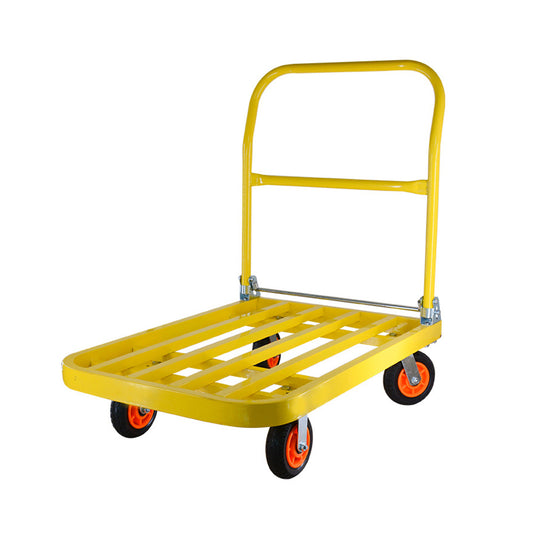 1320 lb. Capacity Steel Push Hand Truck Heavy Duty Dolly Folding Foldable Moving Warehouse Platform Cart in Yellow