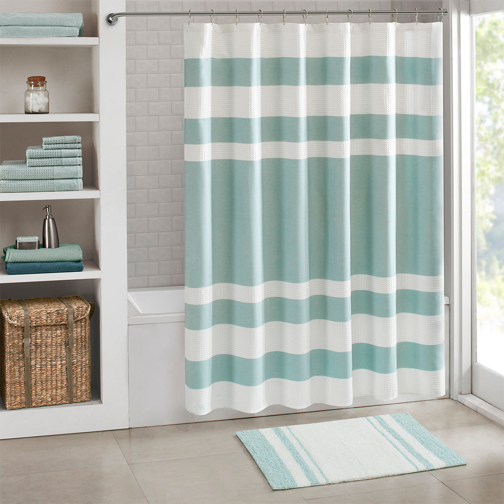 Reversible Aqua Cotton Bath Rug