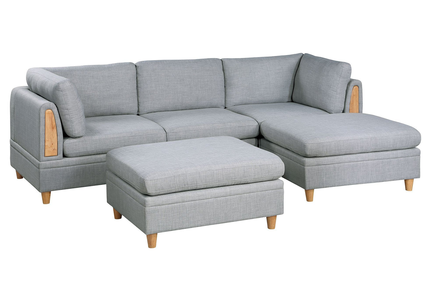 Contemporary 5pc Modular Sofa Set in Light Grey Dorris Fabric