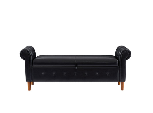 Black Multifunctional Storage Rectangular Sofa Stool