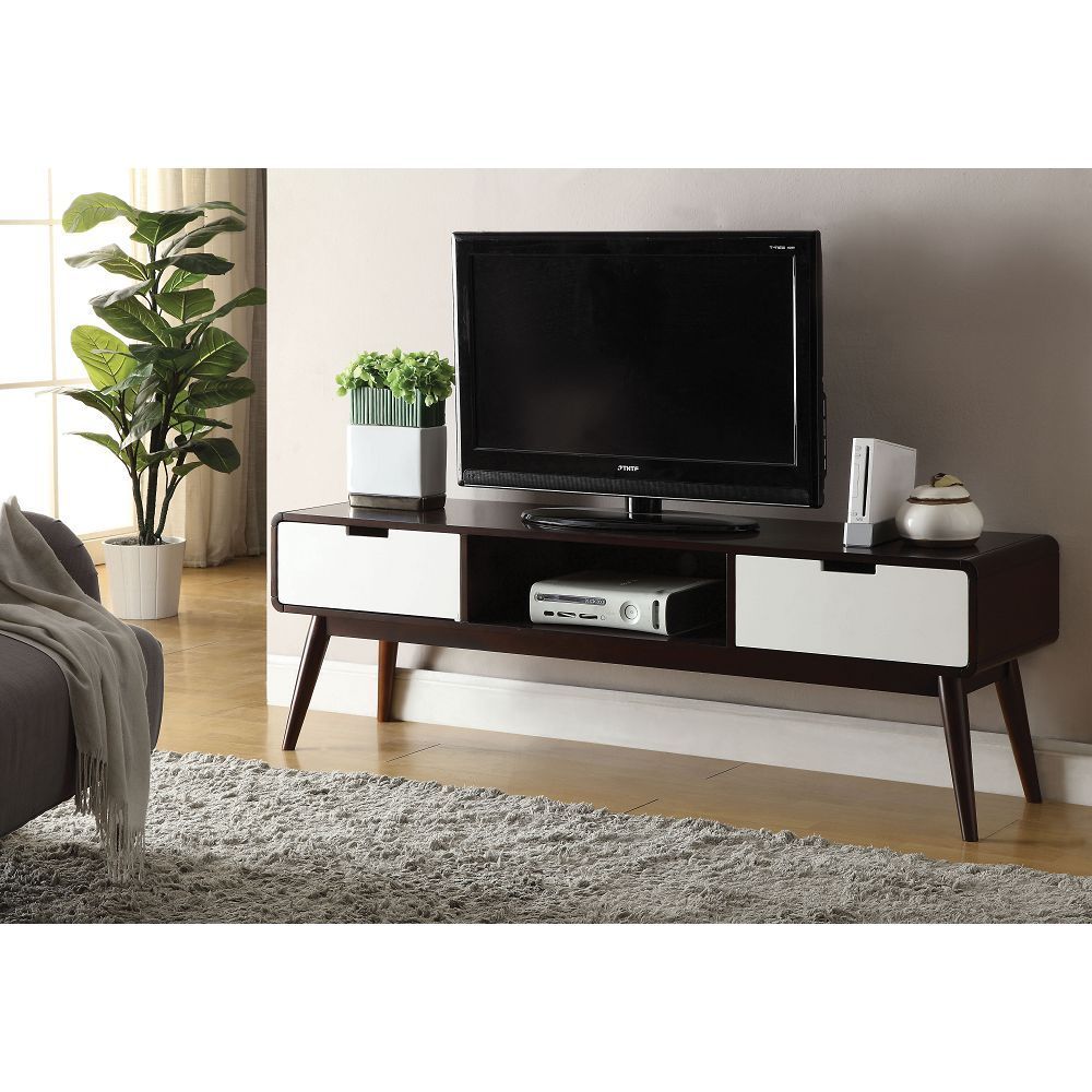 Christa TV Console in Espresso & White 91510