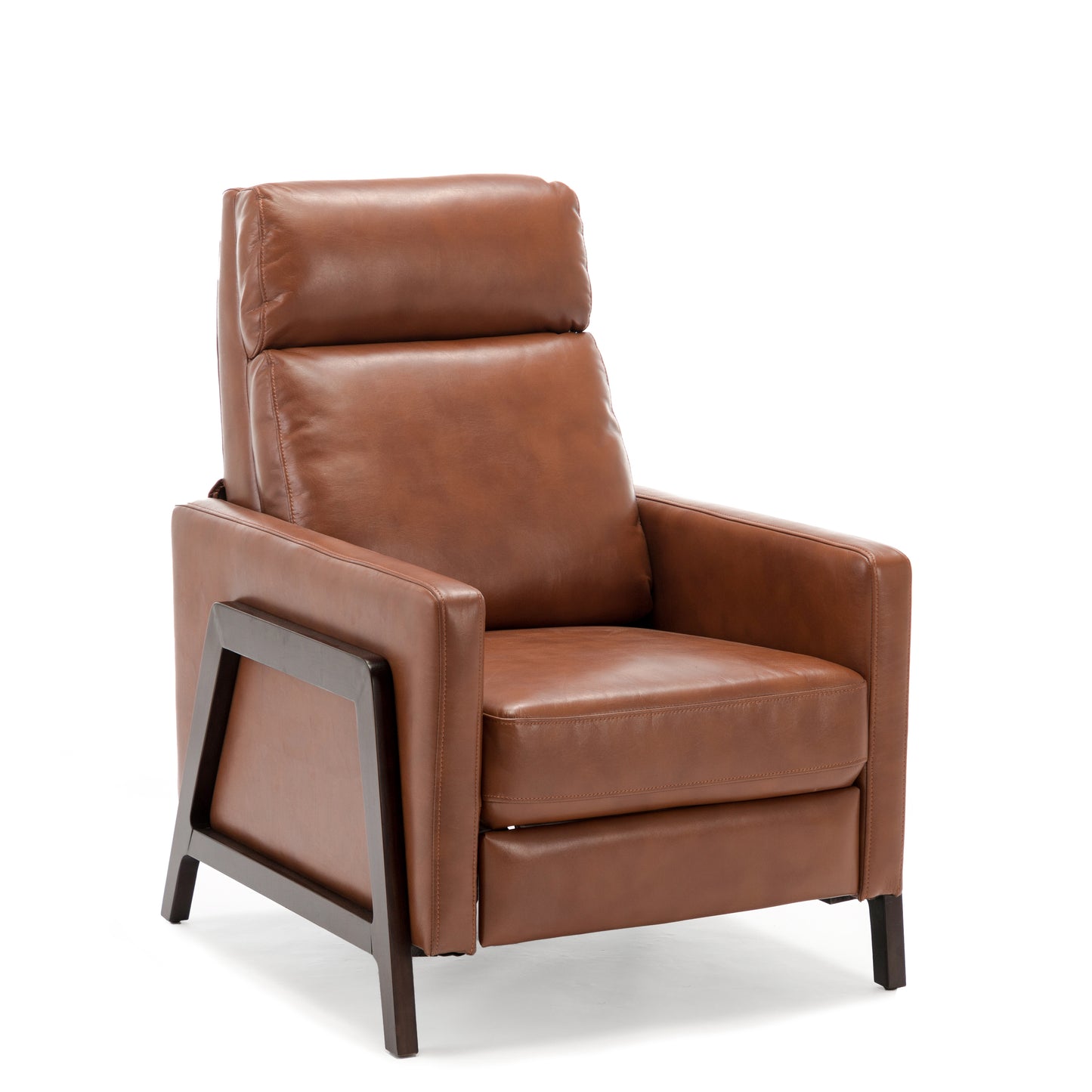 Mid-Century Modern Caramel Leather Gel Recliner