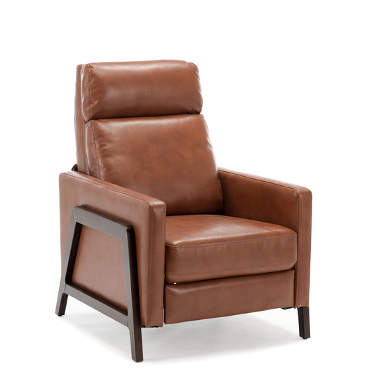 Mid-Century Modern Caramel Leather Gel Recliner