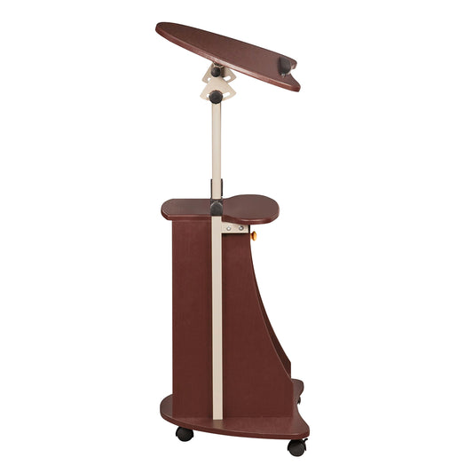 Sit-to-Stand Laptop Cart with Adjustable Height and Storage in Chocolate Finish