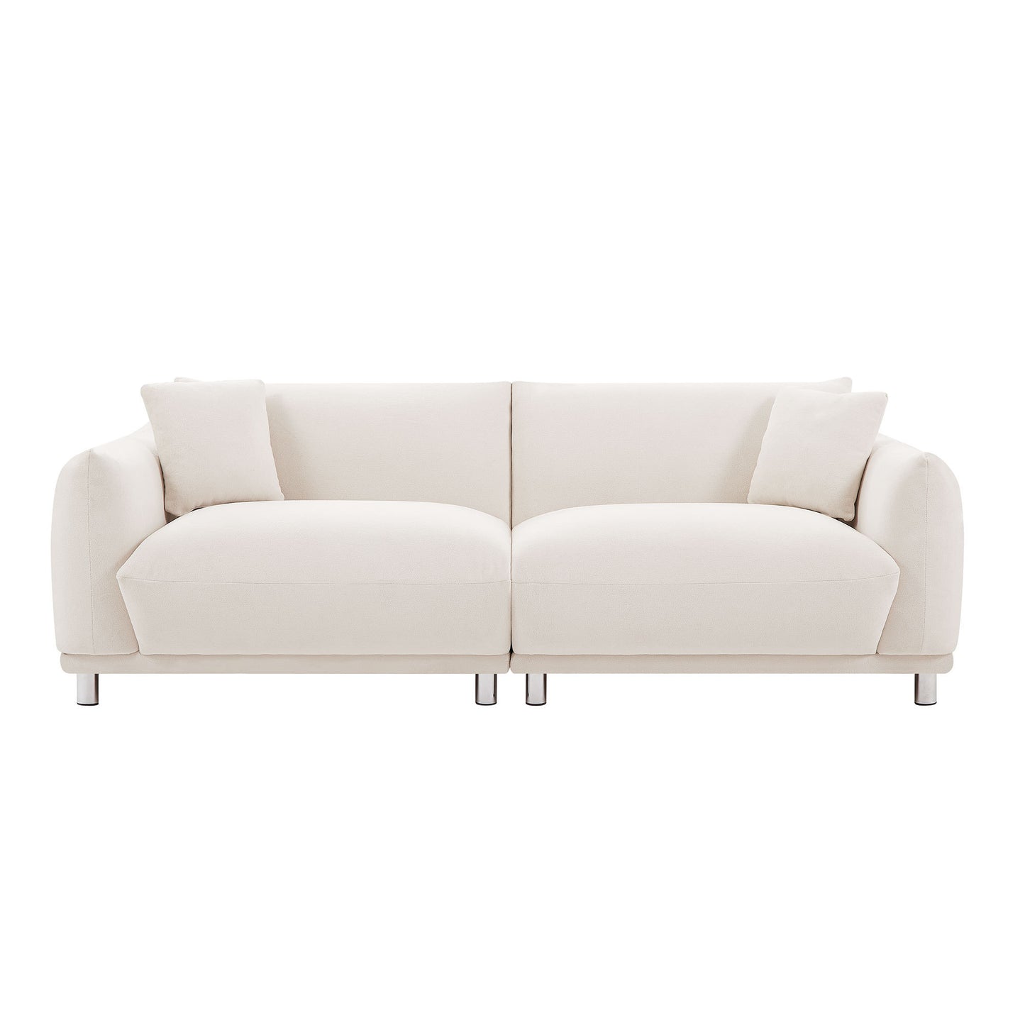 Modern Couch 88.58'' Bread-Like Sofa with 2 Pillows and Metal Feet,Beige