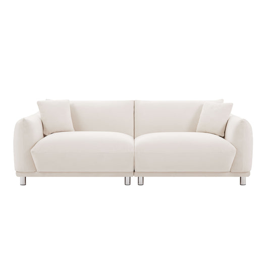 Modern Couch 88.58'' Bread-Like Sofa with 2 Pillows and Metal Feet,Beige