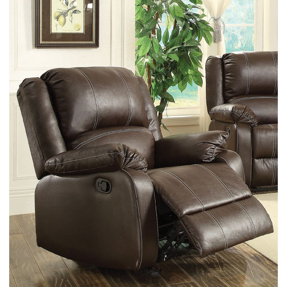 Zuriel Brown Faux Leather Rocker Recliner