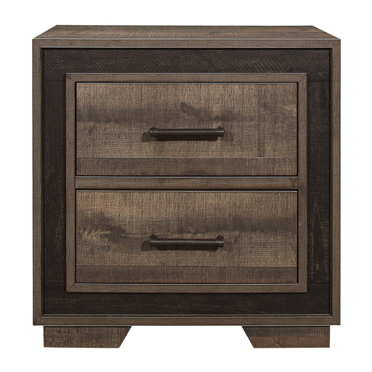 Rustic Style 1pc Nightstand Two-Tone Finish Embossed Faux-Wood Bed Side Table Bedroom Furniture