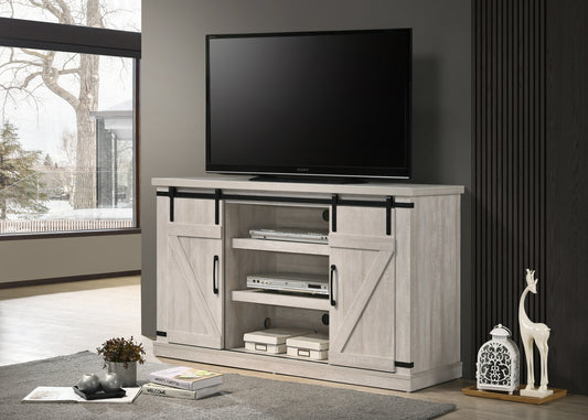 Asher Gray TV Stand with Sliding Doors and Cable Management