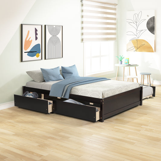 FULL BED WITH TWIN SIZE TRUNDLE AND TWO DRAWERS FOR ESPRESSO COLOR