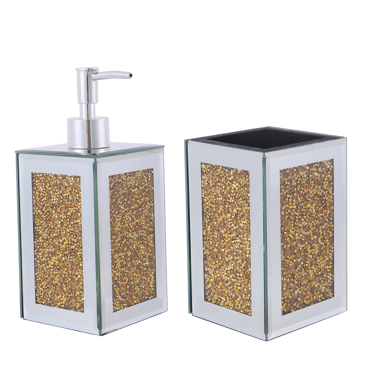 Ambrose Luxury Glass Soap Dispenser and Toothbrush Holder Set