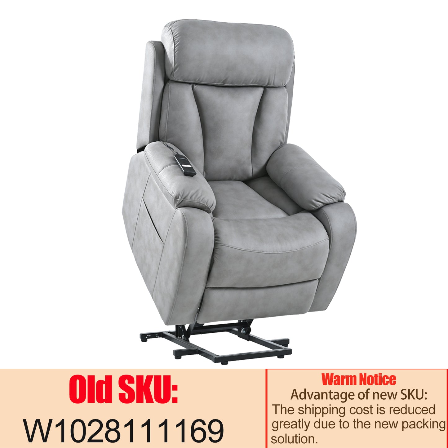 Elderly-Friendly Light Gray Electric Power Lift Recliner Chair