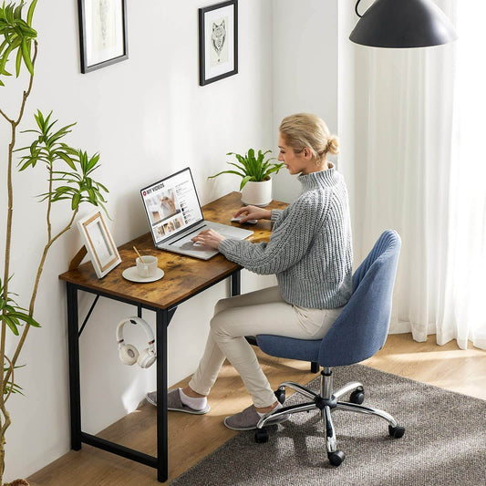 Contemporary Brown Wooden Desk with Storage, Ideal for Home Office