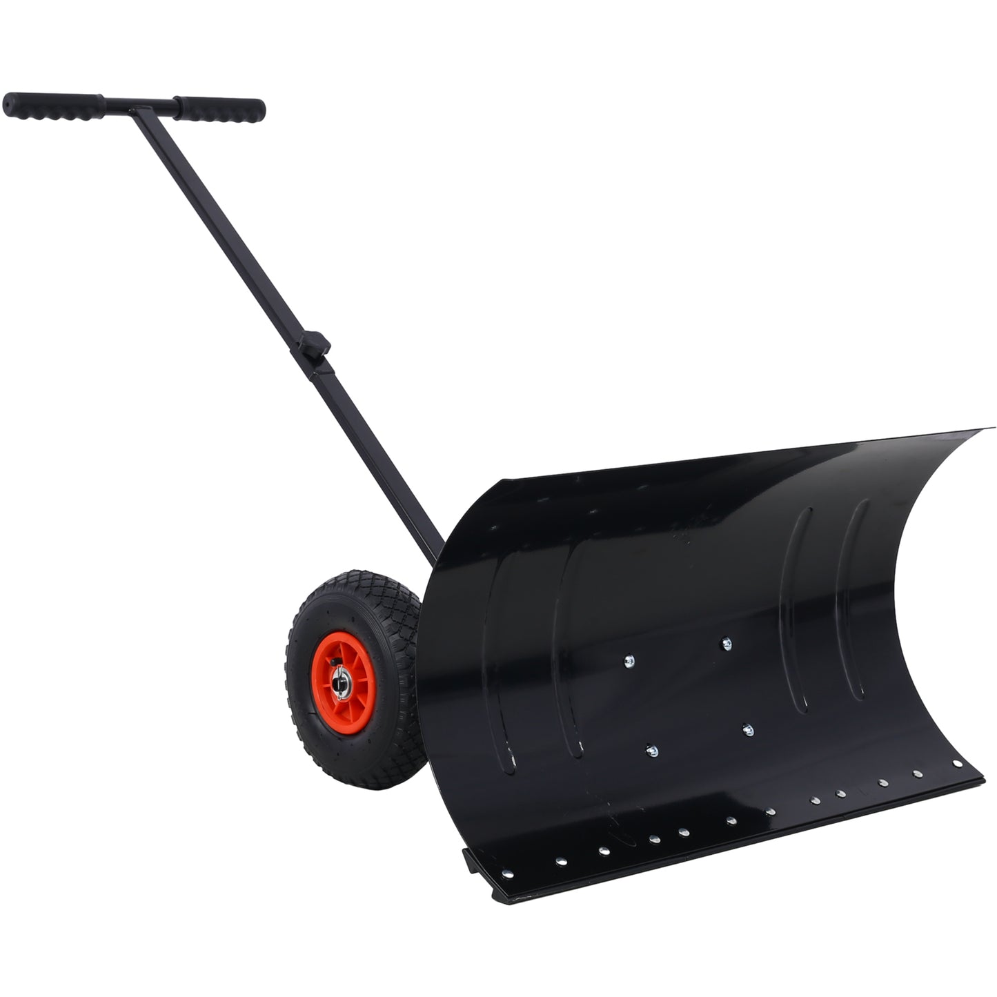 Snow Shovel with Wheels, Snow Pusher, Cushioned Adjustable Angle Handle Snow Removal Tool, 29" Blade, 10" Wheels,black color