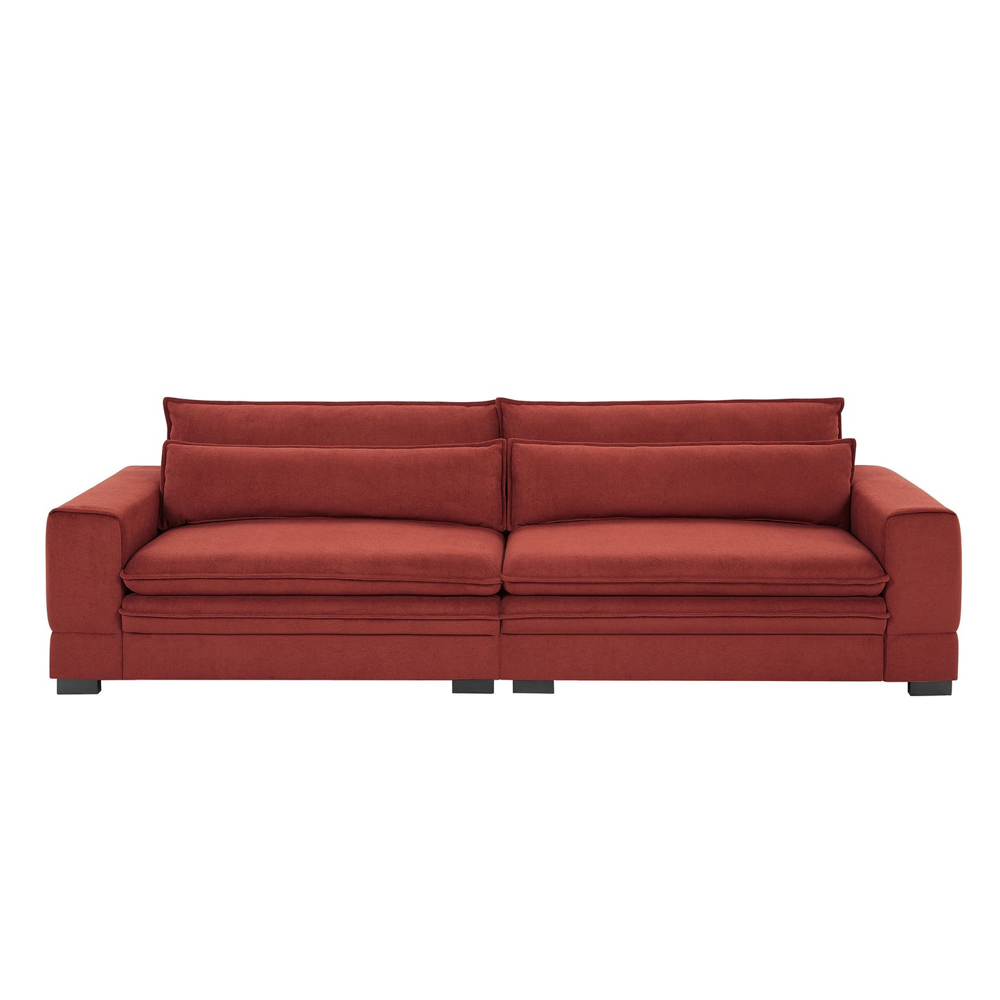 Mid-Century Modern Fabric Sofa, Upholstered Sofa Couch with two pillows  Modern Loveseat Sofa for Living Room RED