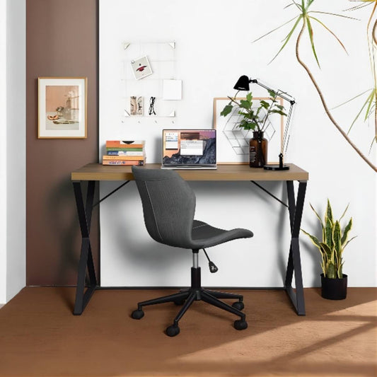 47.2 L Oak and Black X-Leg Home Office Computer Desk - Strong and Versatile Workstation