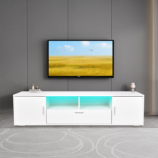 Contemporary LED Entertainment TV Stand for Up to 75 inch TVs with Storage