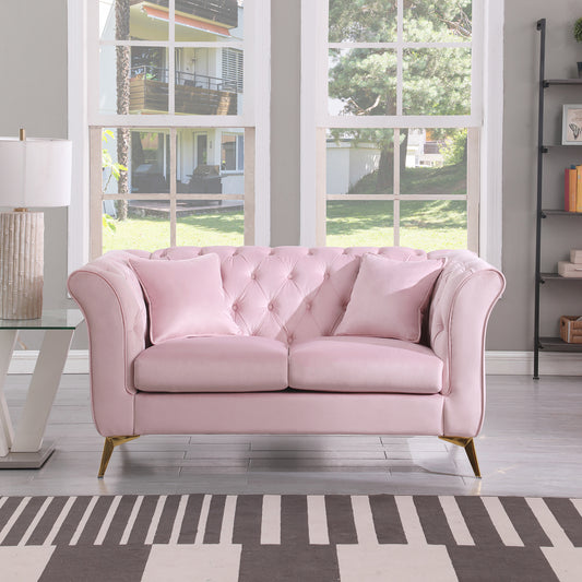 Chesterfield sofa ,Stanford sofa ,  high quality Chesterfield sofa ,Pink color , tufted and wrinkled fabric  sofa;contemporary Stanford sofa .loverseater; tufted sofa with scroll  arm and scroll back