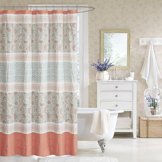 Elegant Paisley Lace Cotton Shower Curtain