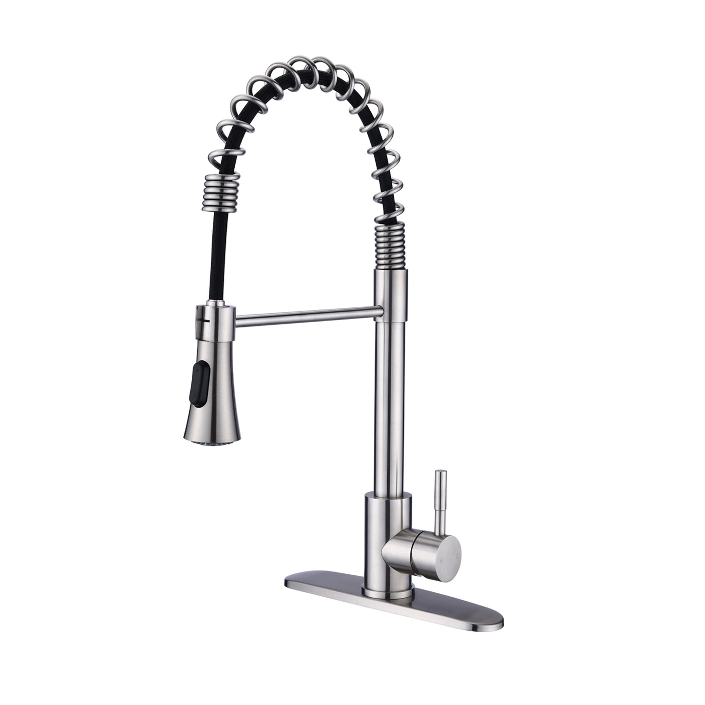 Commercial Kitchen Sink Faucet with Deck Plate Brushed Nickel