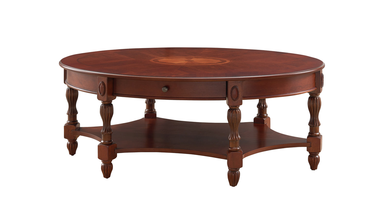 Luxurious American Cherry Wood Coffee Table with Built-in Drawer