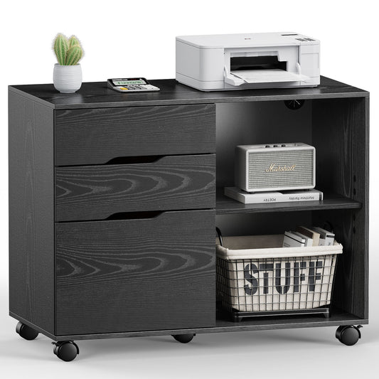 3-Drawer Mobile Filing Cabinet with Printer Stand