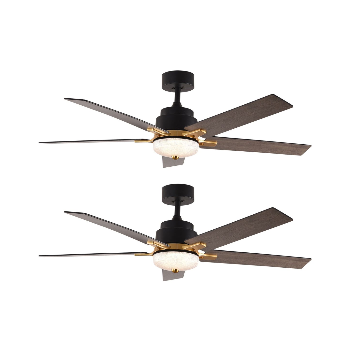 Set of 2 Modern Black Ceiling Fans with Lights and Remote Control for Bedroom and Living Room