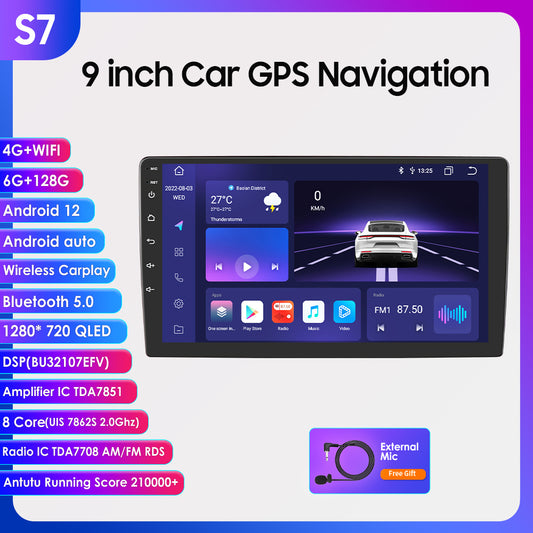 7S Series 9 Double 2Din Touchscreen Car Stereo with Android 12 Octa Core QLED Display and GPS Navigation