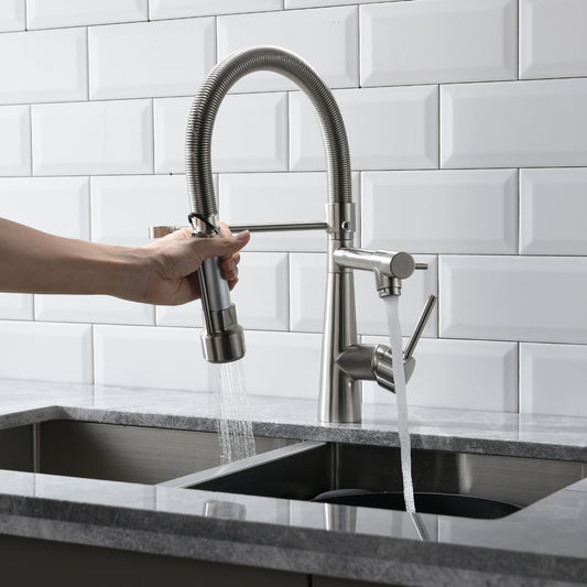 Kitchen Faucet with Pull Down Sprayer Brushed Nickel Stainless Steel Single Handle 
 Kitchen Sink Faucets