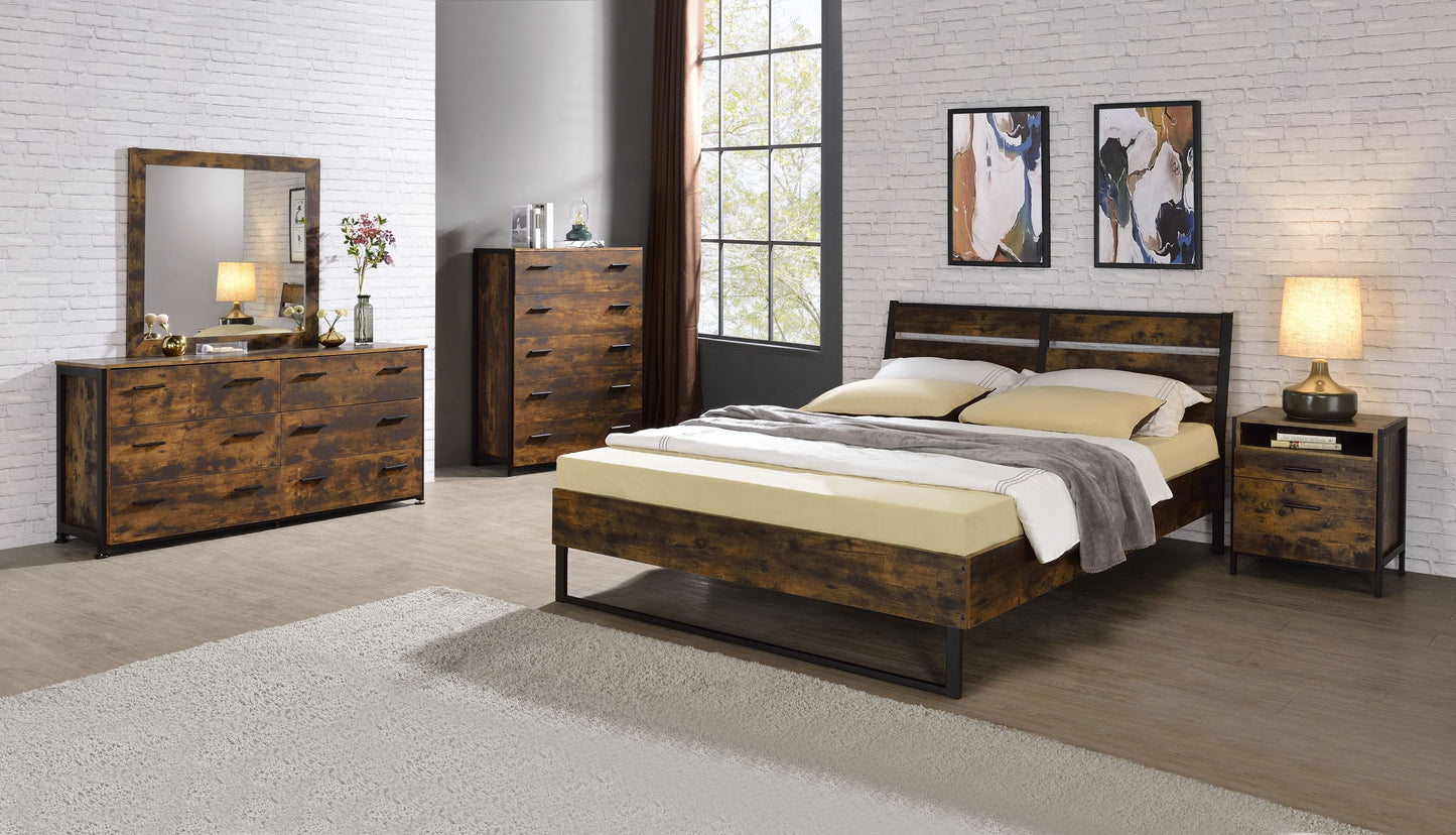 Juvanth Eastern King Bed in Rustic Oak & Black Finish 24247EK