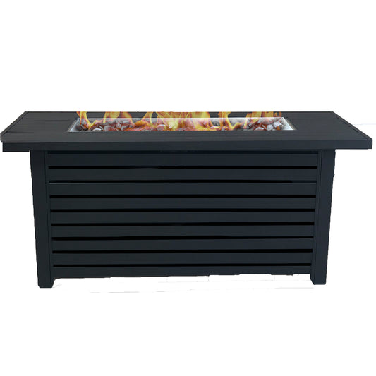 Living Source International Stainless Steel Outdoor Fire Pit Table with Lid (Black)