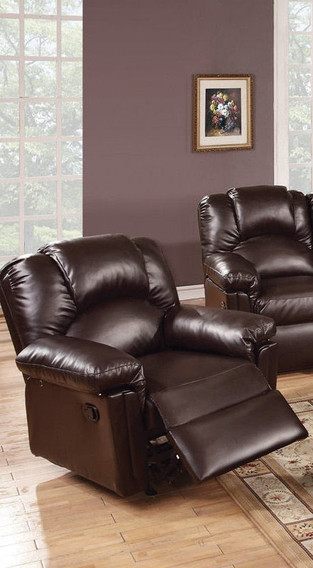 Brown Bonded Leather Recliner Chair with Metal Reclining Mechanism