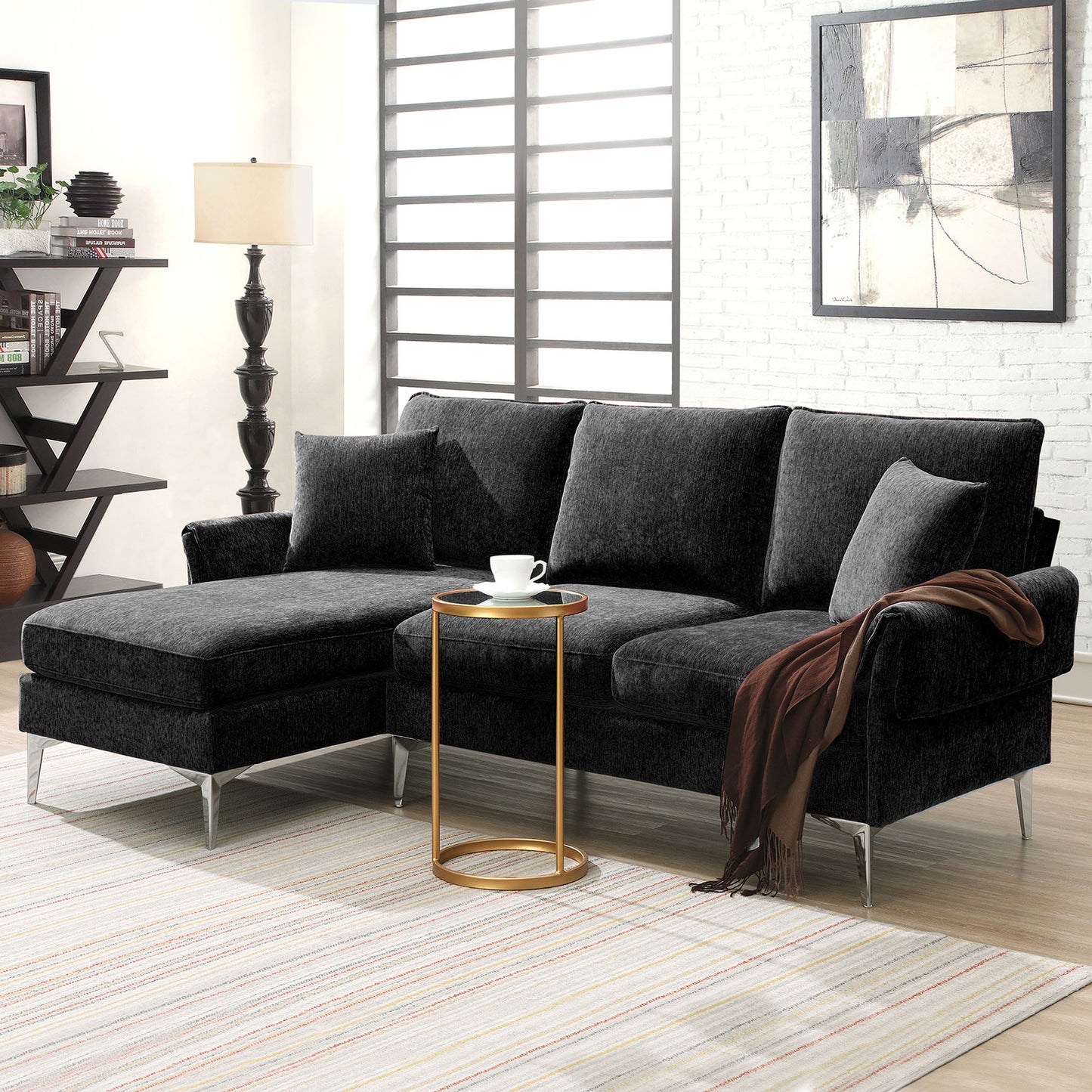 84-Inch Convertible L-Shaped Sectional Sofa with Reversible Chaise