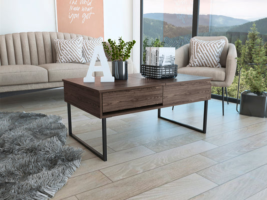 Dark Walnut Luxor Coffee Table With Lift-Top Drawer